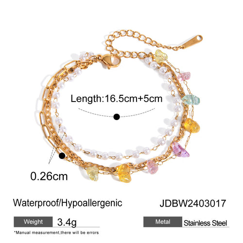 Fashion 18K Gold Stainless Steel Stone Chain Ring