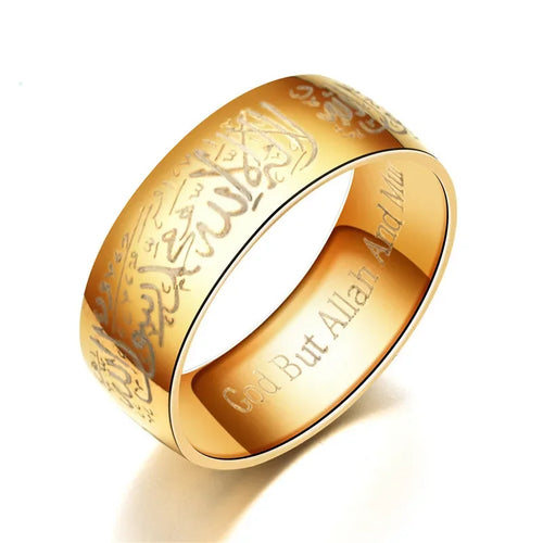 Titanium Steel Rings Quran Messager Muslim Religious Islamic Word