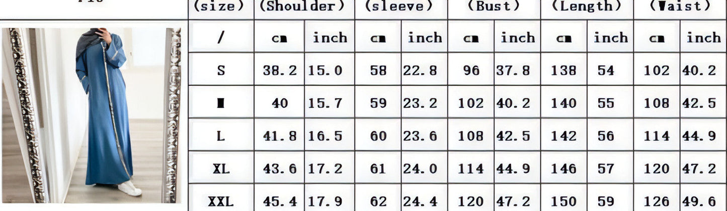 Muslim Women's Wear Robe Stitching Trim Sequins Dress