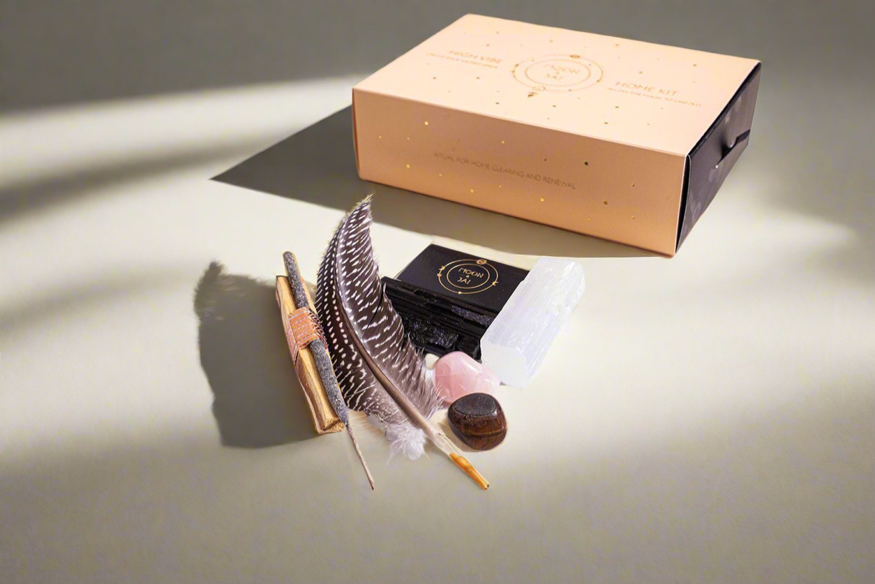 High Vibe Home Kit with Selenite, Palo Santo, Copal, Black Tourmaline,