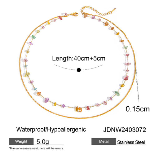 Fashion 18K Gold Stainless Steel Stone Chain Ring