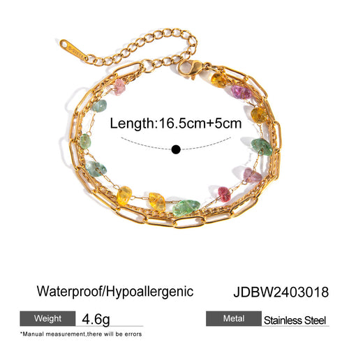 Fashion 18K Gold Stainless Steel Stone Chain Ring