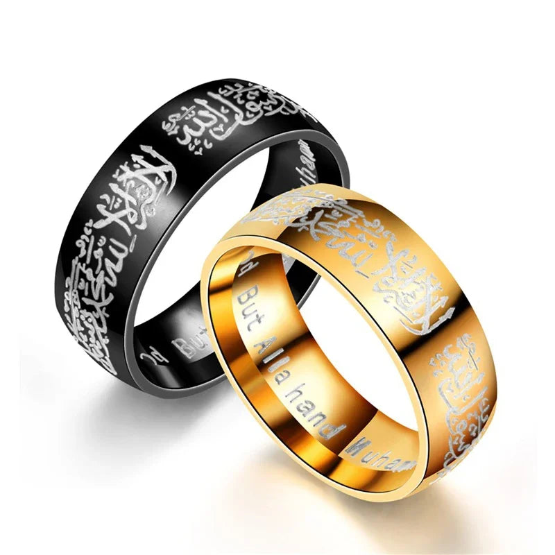 Titanium Steel Rings Quran Messager Muslim Religious Islamic Word