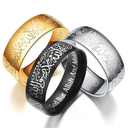 Titanium Steel Rings Quran Messager Muslim Religious Islamic Word
