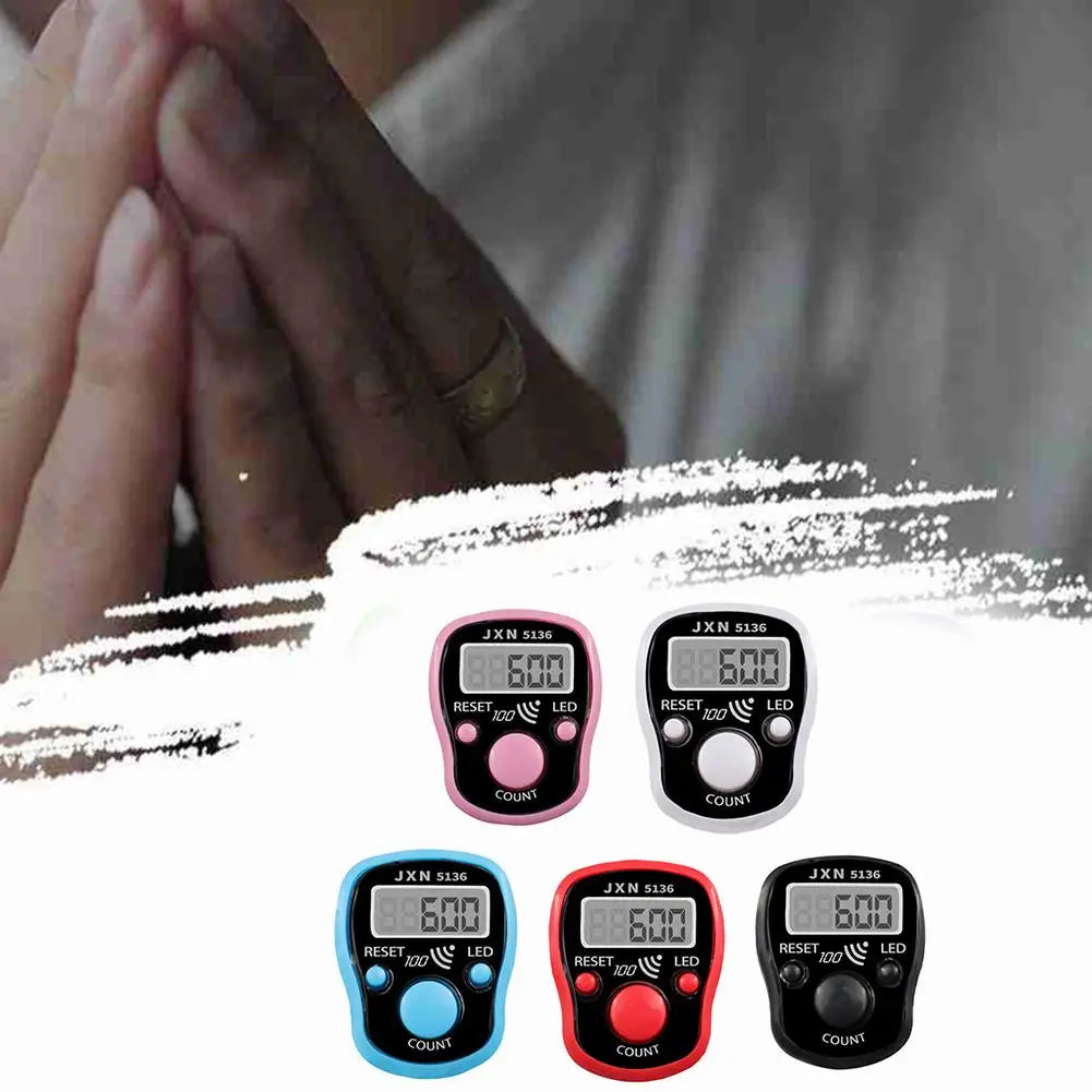 Handheld Electronic Counter Tasbeeh Finger Digital Bead Timer LCD
