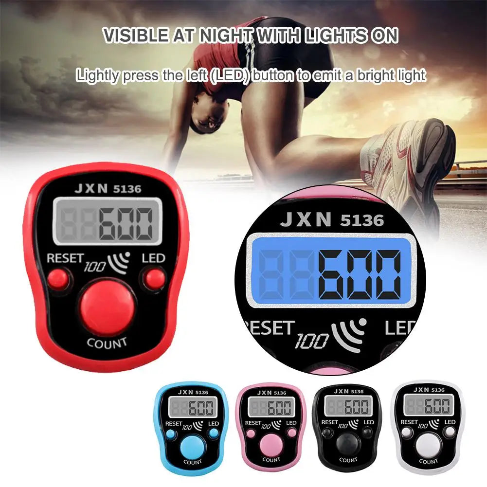 Handheld Electronic Counter Tasbeeh Finger Digital Bead Timer LCD