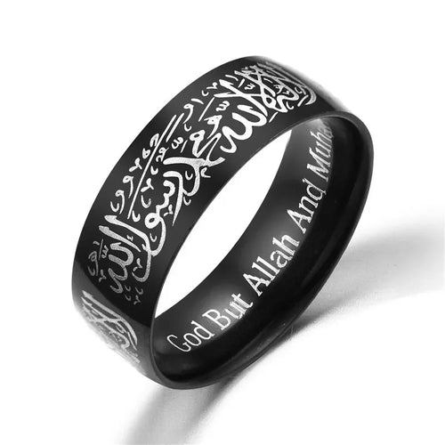 Titanium Steel Rings Quran Messager Muslim Religious Islamic Word