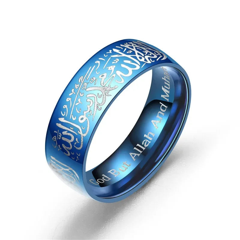 Titanium Steel Rings Quran Messager Muslim Religious Islamic Word