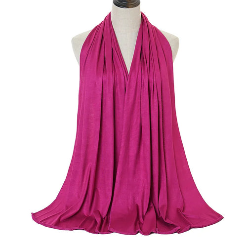 Modal Cotton Jersey Hijab Scarf Long Muslim Shawl Plain Soft Turban