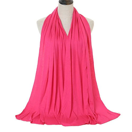 Modal Cotton Jersey Hijab Scarf Long Muslim Shawl Plain Soft Turban