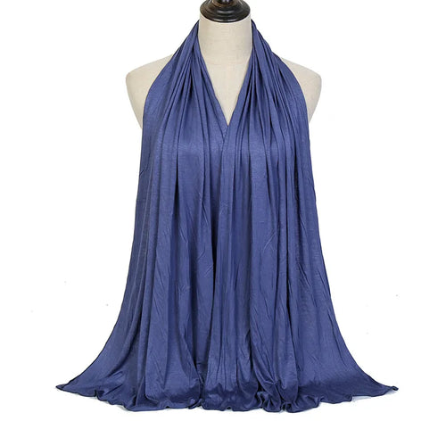 Modal Cotton Jersey Hijab Scarf Long Muslim Shawl Plain Soft Turban