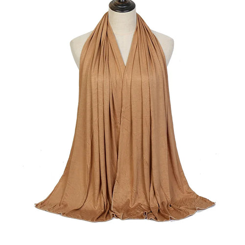 Modal Cotton Jersey Hijab Scarf Long Muslim Shawl Plain Soft Turban
