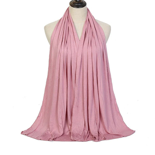 Modal Cotton Jersey Hijab Scarf Long Muslim Shawl Plain Soft Turban