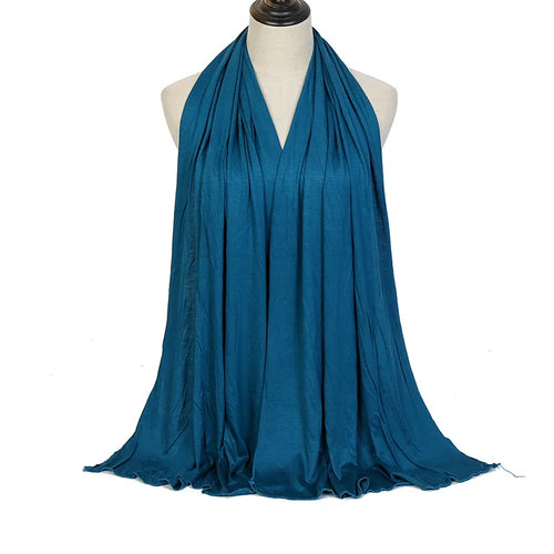 Modal Cotton Jersey Hijab Scarf Long Muslim Shawl Plain Soft Turban