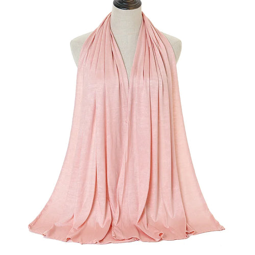 Modal Cotton Jersey Hijab Scarf Long Muslim Shawl Plain Soft Turban