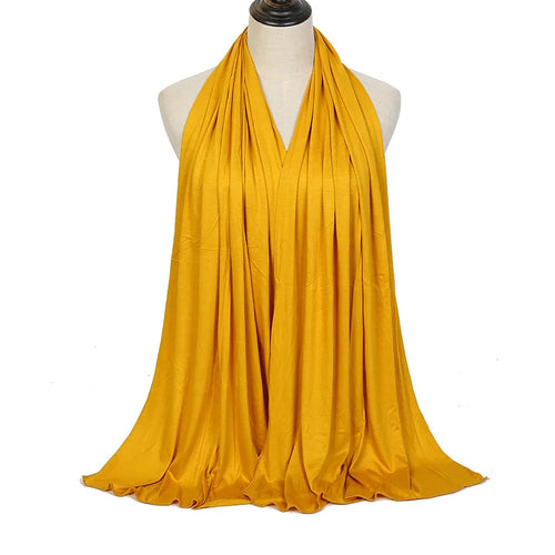 Modal Cotton Jersey Hijab Scarf Long Muslim Shawl Plain Soft Turban