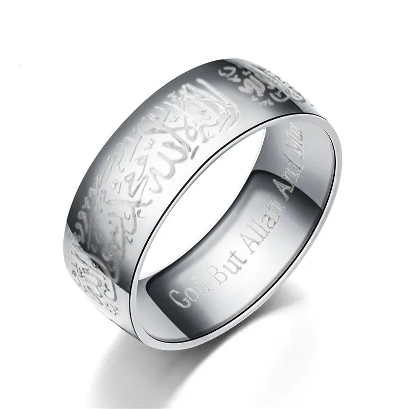Titanium Steel Rings Quran Messager Muslim Religious Islamic Word