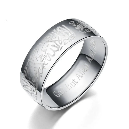 Titanium Steel Rings Quran Messager Muslim Religious Islamic Word