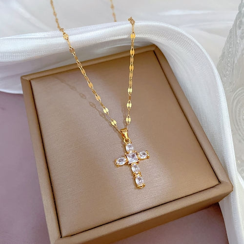 Bring Luck to Your Life with Our Inlaid Rhinestone Lucky Prayer Cross