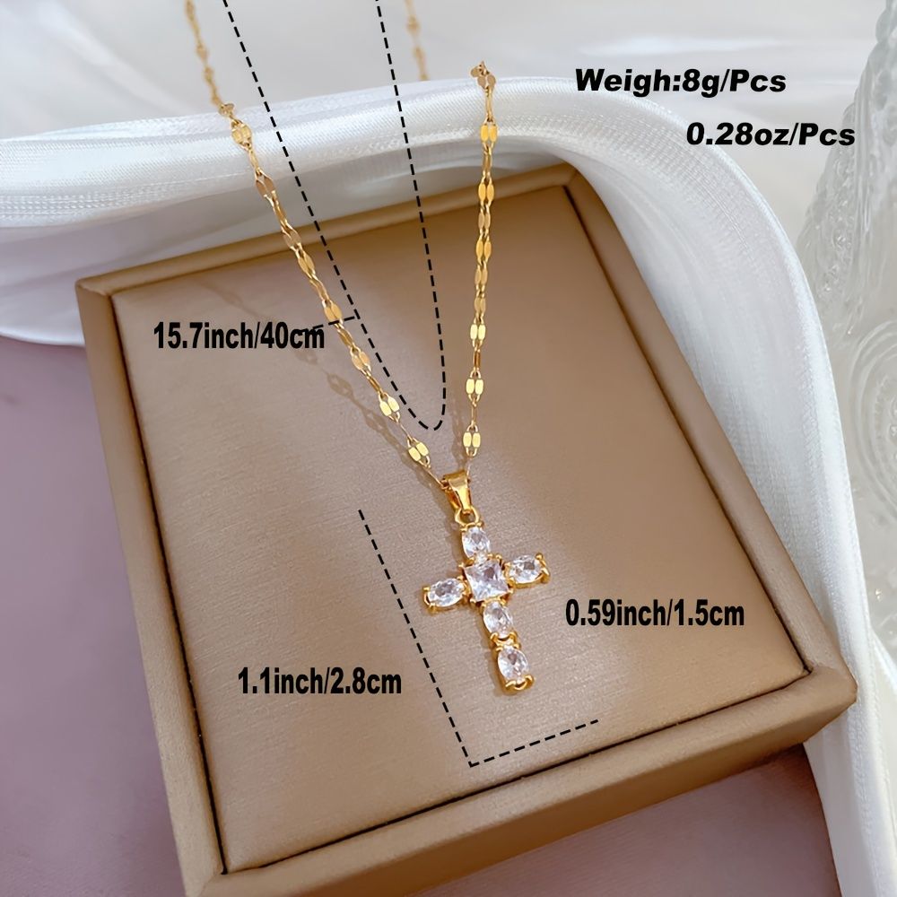 Bring Luck to Your Life with Our Inlaid Rhinestone Lucky Prayer Cross