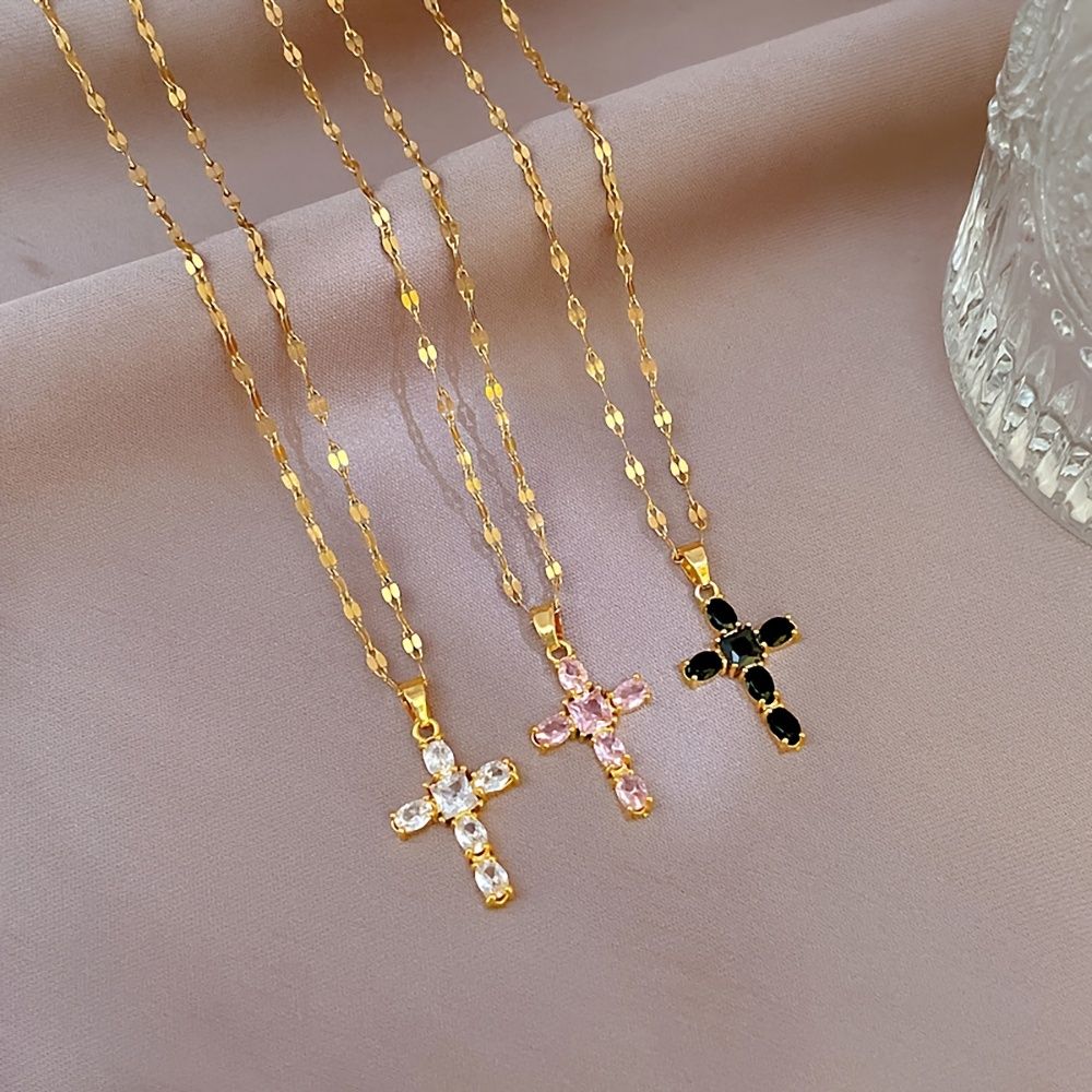Bring Luck to Your Life with Our Inlaid Rhinestone Lucky Prayer Cross