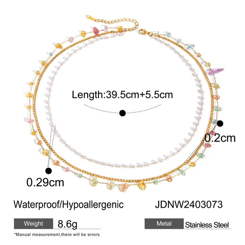 Fashion 18K Gold Stainless Steel Stone Chain Ring